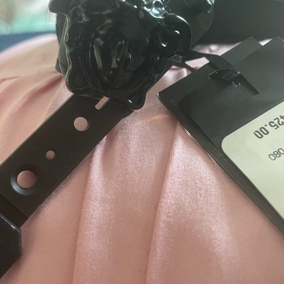 Versace La Medusa Calfskin Women Leather Belt Skinny In Matte Black Size 80/32 - Picture 2 of 7